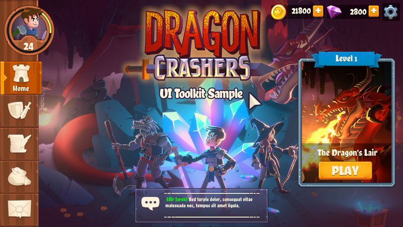 Dragon Crashers UI Toolkit 示例