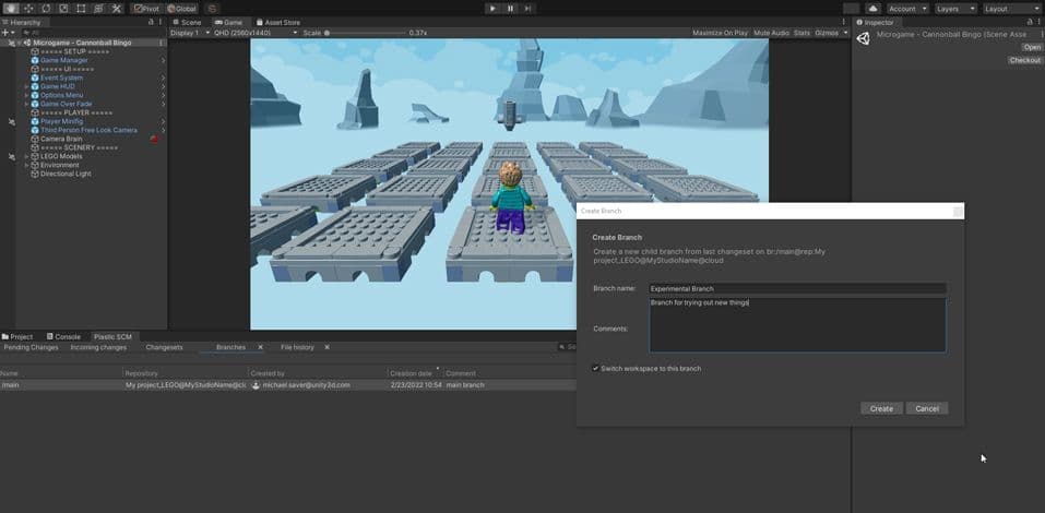 Crear una ramificación con Unity Plastic SCM